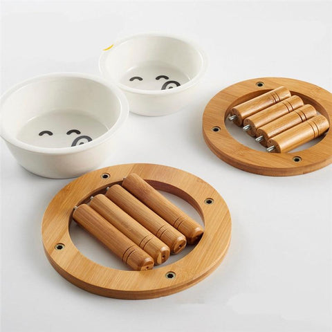 Image of Bamboo Tableware Ceramic Pet Dog Food Bowl