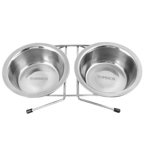 Image of Stainless Steel Pet Feeding Bowls With Stand