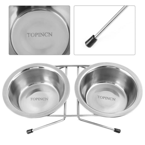 Image of Stainless Steel Pet Feeding Bowls With Stand