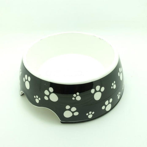 Image of Detachable Stainless Steel Black Paw Print Pet Dog Bowl