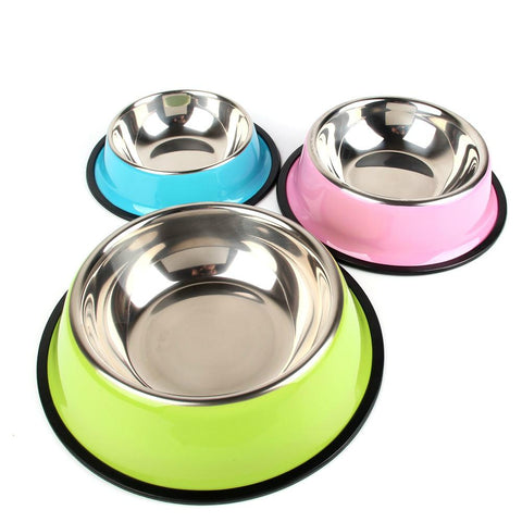 Image of Colorful Stainless Steel Pet Dog Bowl