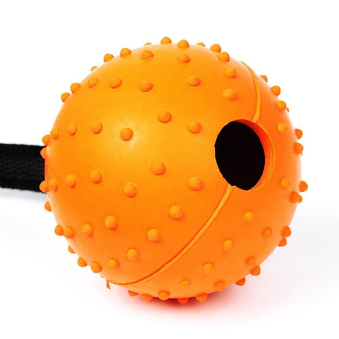 Image of Natural Rubber Dog Toy Ball with Strap