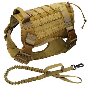 Tactical Dog Harness and Bungee Leash Combo