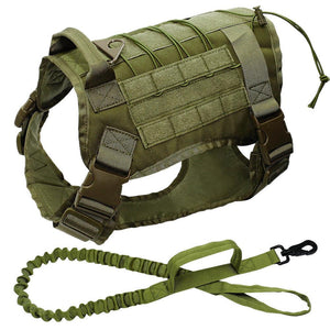 Tactical Dog Harness and Bungee Leash Combo